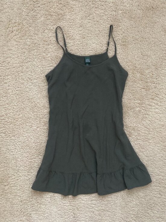 wild fable Dresses & Skirts - Wild Fable Olive Green Ruffle Hem Cami Tank Top Size Small